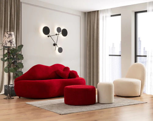 LIPS RED BOUCLE LOVESEAT