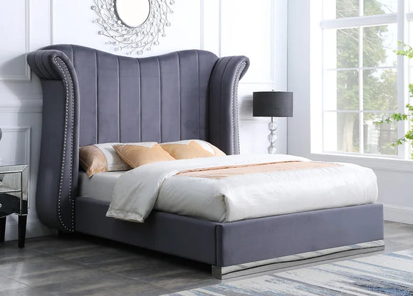B400 LUNA KING / QUEEN SIZE BED - GRAY