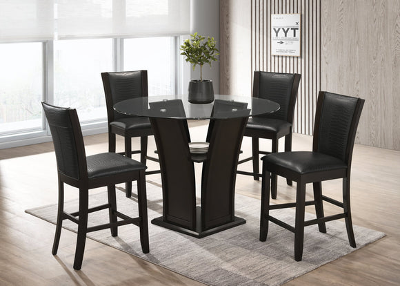 ORLANDO - BLACK PUB TABLE + 4 CHAIRS DINING SET