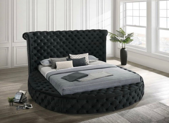 PENTHOUSE-2 ROUND STORAGE BED ( KING ONLY) - BLACK