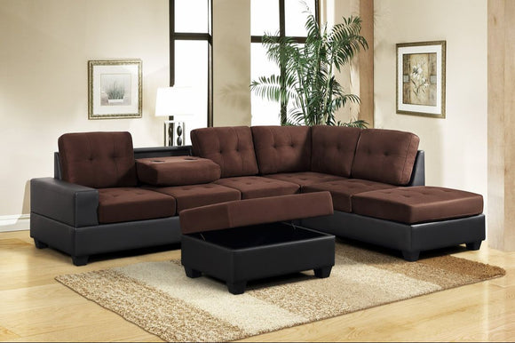 PU6-HEIGHTS REVERSIBLE  SECTIONAL + STORAGE OTTOMAN LIVING ROOM SET