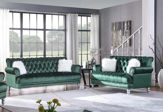 S6116 ROYAL 2PCS SOFA LOVESEAT GREEN Serra Furniture