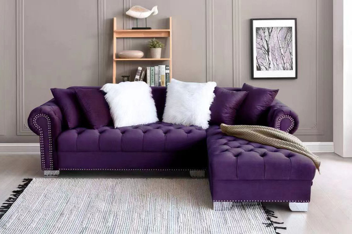 Purple velvet sectional online