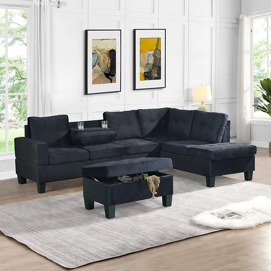 S878 ALLEN 3 PCS SECTIONAL WITH STORAGE OTTOMAN LIVING ROOM SET